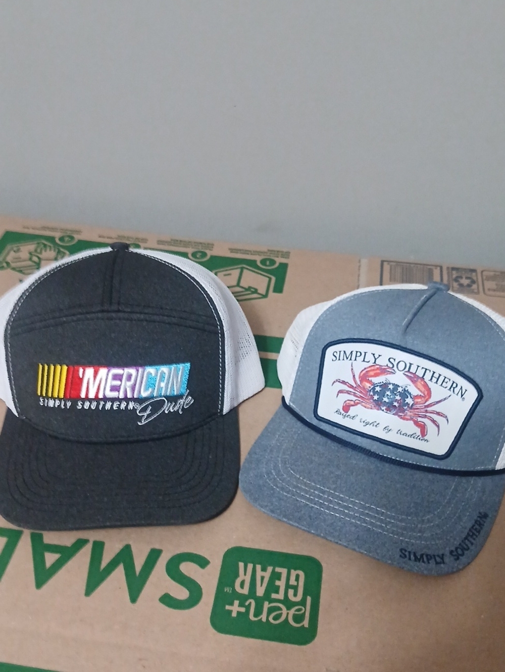 Simply Southern Men's Trucker Hats - Black and Gray with Multicolor Embroidery